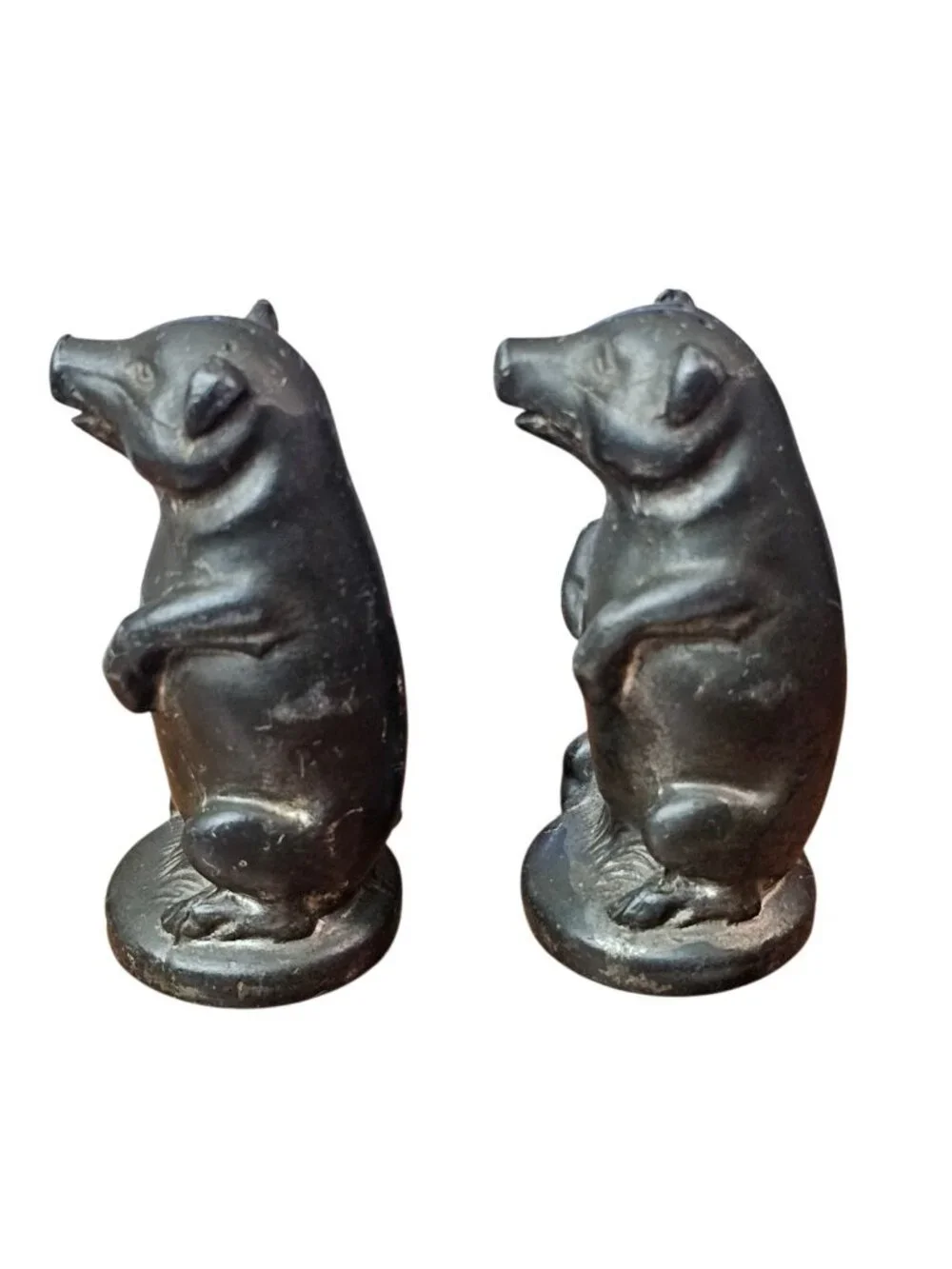 Pewter Set Of Hog Pig Metal Salt & Pepper Shaker No Bottom Plug 2.5 Inch Tall